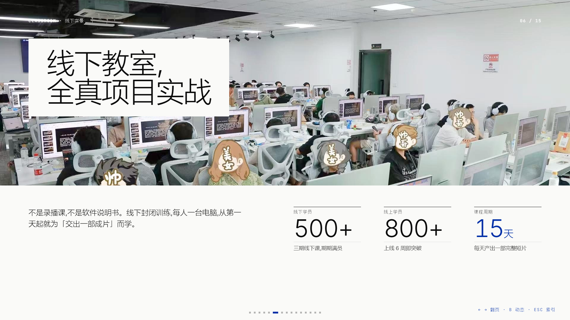 合作资料中的线下教室实景与项目实战介绍